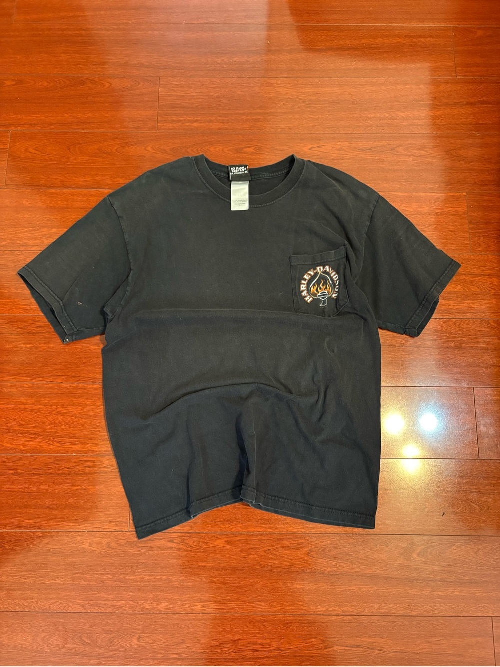 Vintage Men’s Y2K Harley Davidson Texas Short Sleeve Black Shirt Faded Size L